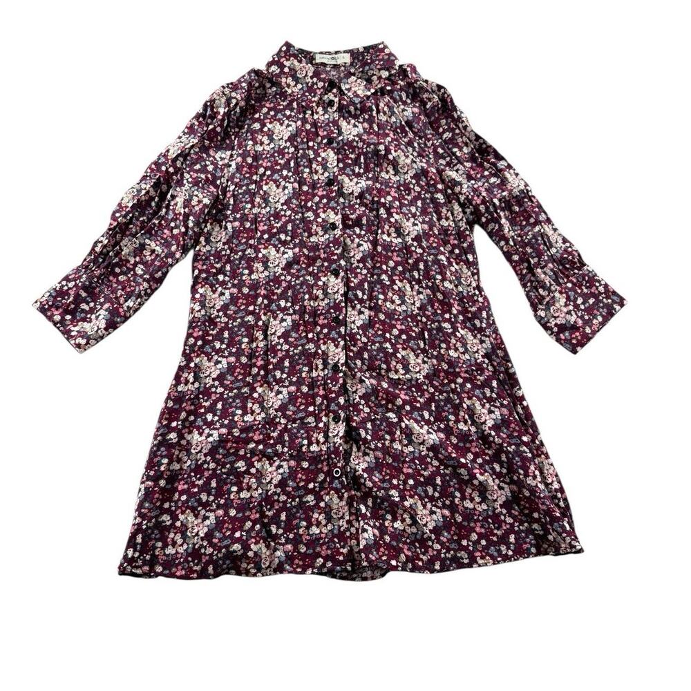 Natural Life Twiggy Mini T Shirt Dress Womens Size Large Floral Long Sleeve Boho